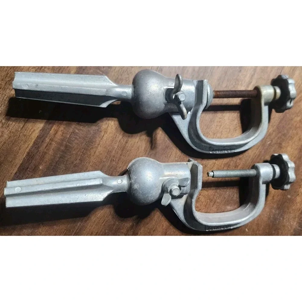 Pair Of 2 Vintage Tool Continental Wig Block Holder Table Clamp